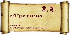 Móger Miletta névjegykártya